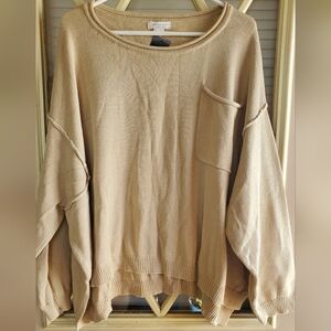 Oversized Chicsoul.com Sweater with Pocket, Plus Size 2x